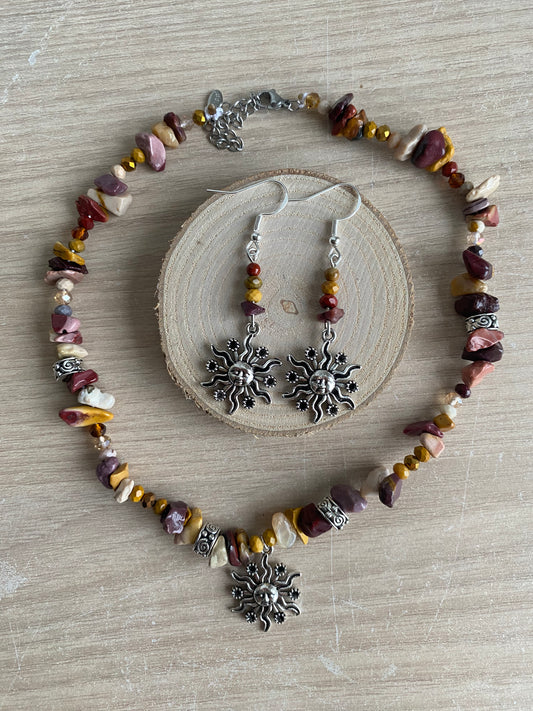 Mixed Crystal Silver Sun Choker Style
