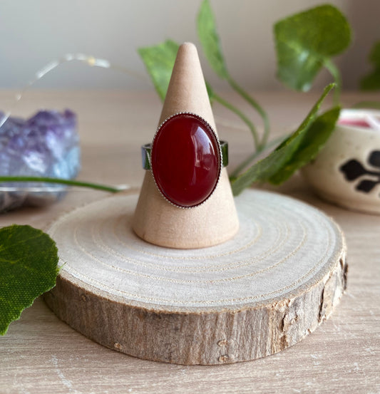 Polished Red Coral Ring