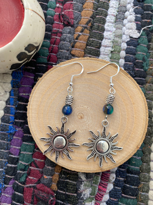 Silver Blue Bead Sun