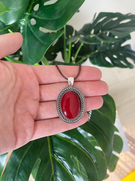 Red Jade Pendant Necklace