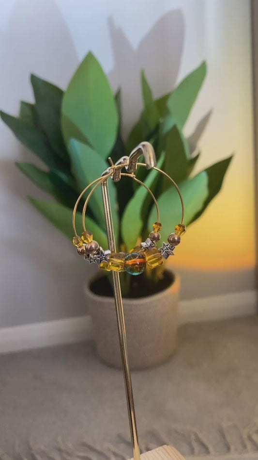Mixed Bead Gold Hoops