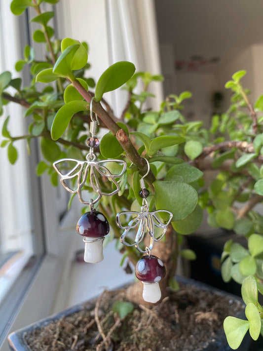 Lotus Purple Mushroom Earrings
