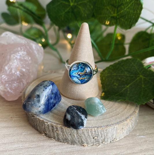Marble Ring Blue #3