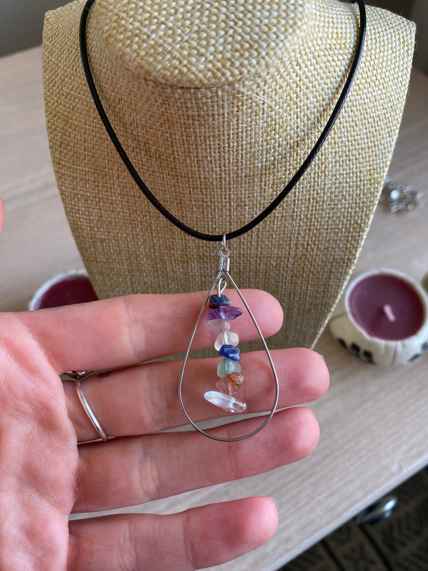 Mixed Crystal Teardrop Necklace