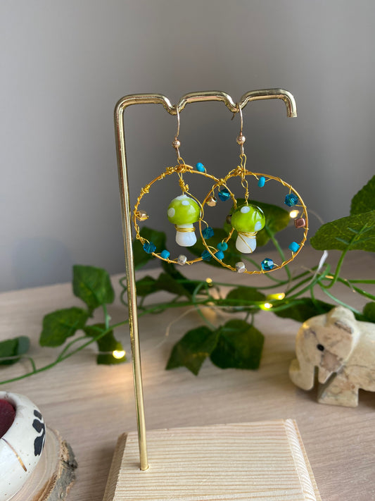 Gold Mushroom Earrings