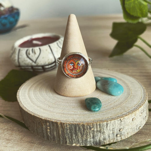 Boho Red Sun Adjustable Ring