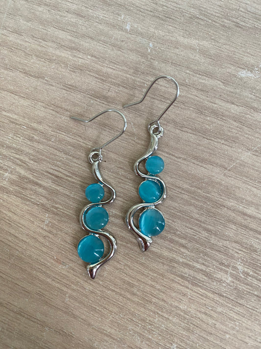 Blue Swirl Bead Earrings