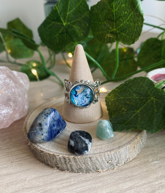 Vine Marble Blue Ring