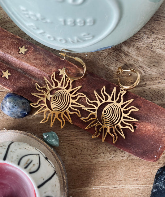 Gold Sun Hoops