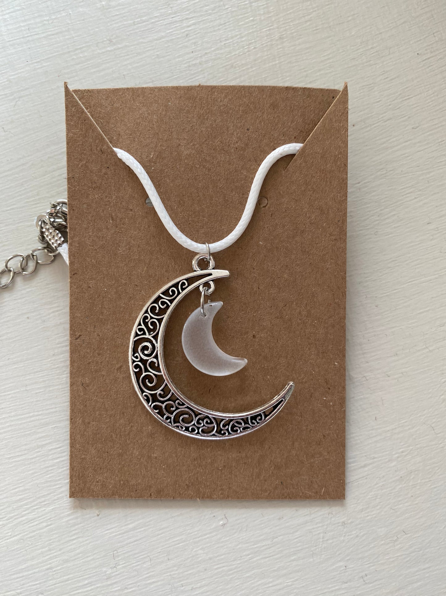 White Moon Cord Necklace