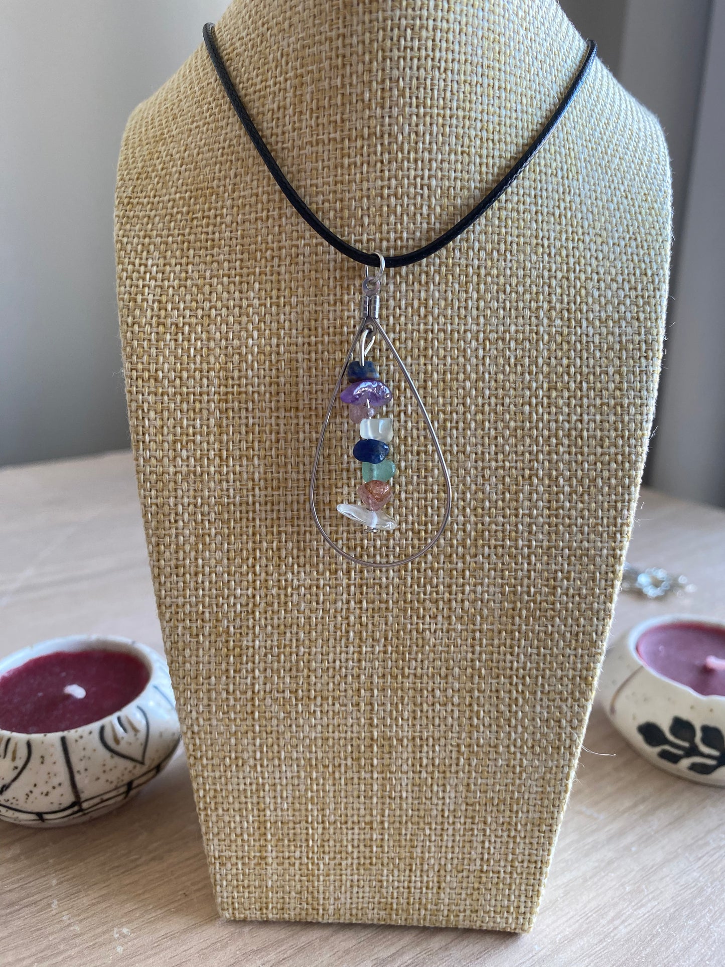 Mixed Crystal Teardrop Necklace